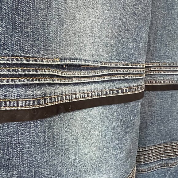 "Vintage" Anthropologie Louie Western Denim Maxi Skirt  Pockets - 90's - Size 10 - Picture 2 of 9